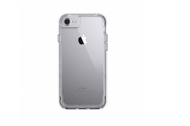 Photo shows the rear view of an iPhone 7 in a clear case