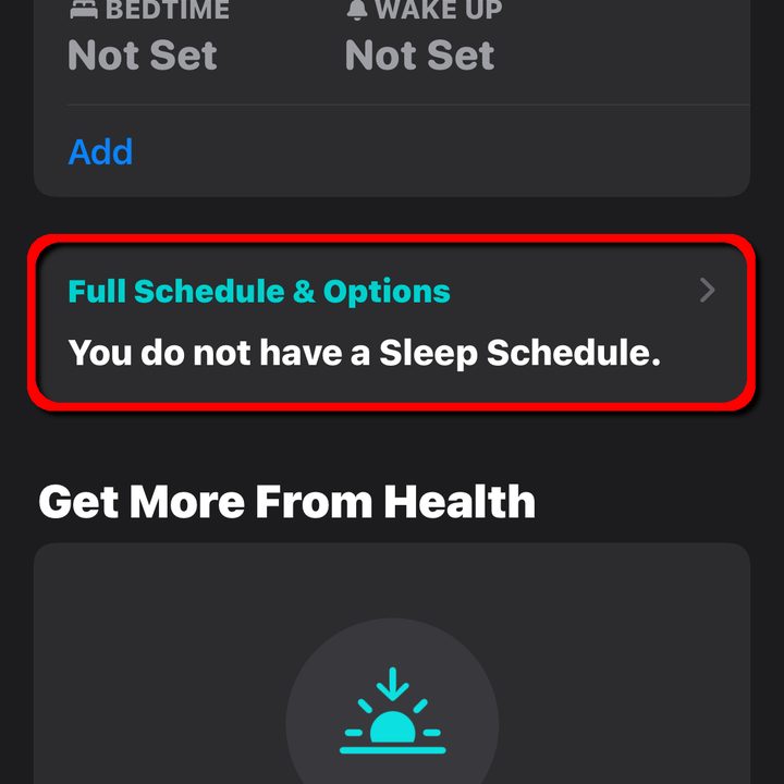 iPhone Add Sleep Schedule