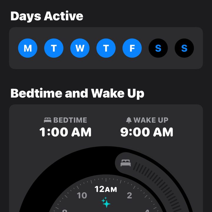 iPhone Set Bedtime and Wake Up