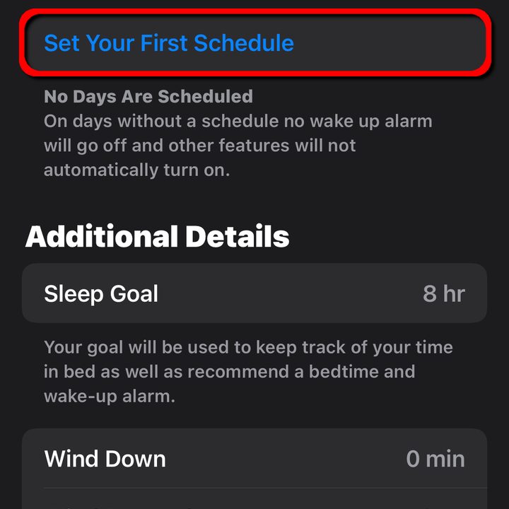 iPhone Set Your First Sleep Schedule