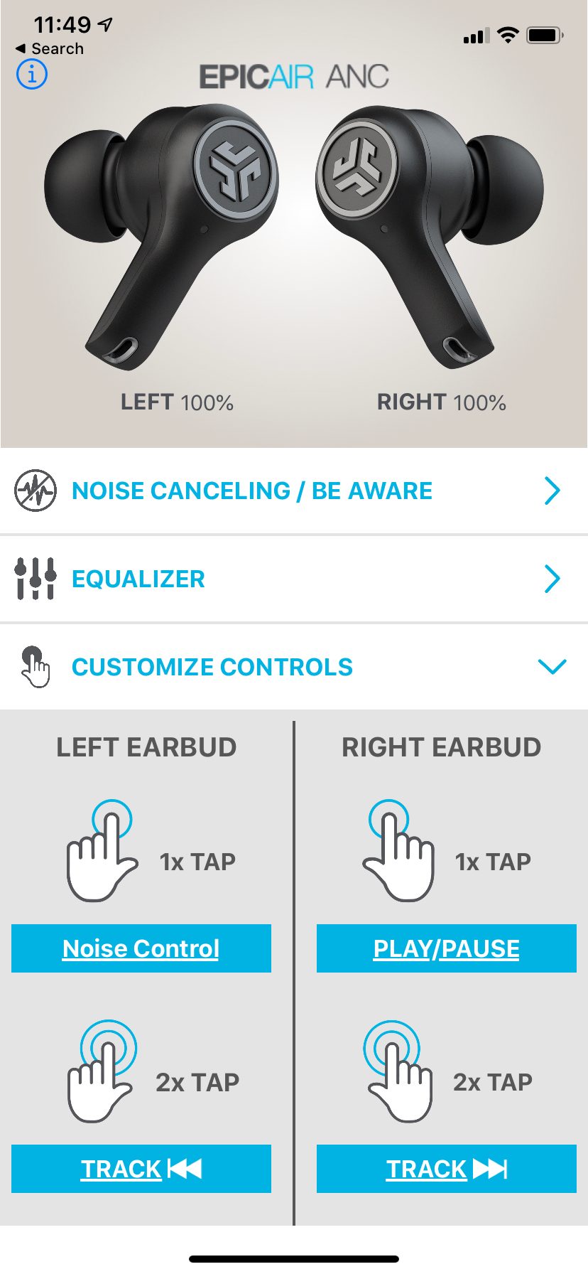 JLab Epic Air ANC app