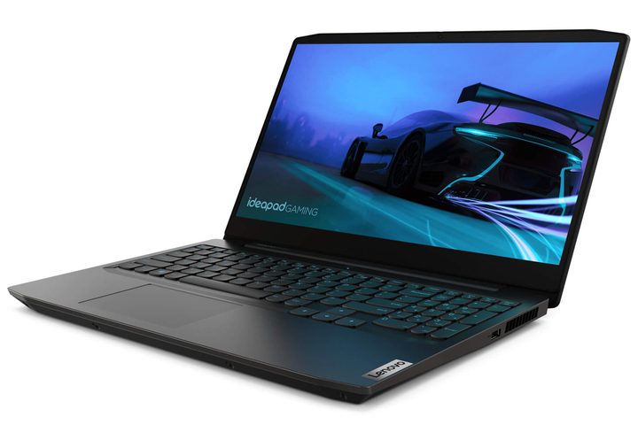 The Lenovo IdeaPad gaming 3 laptop on a white background.