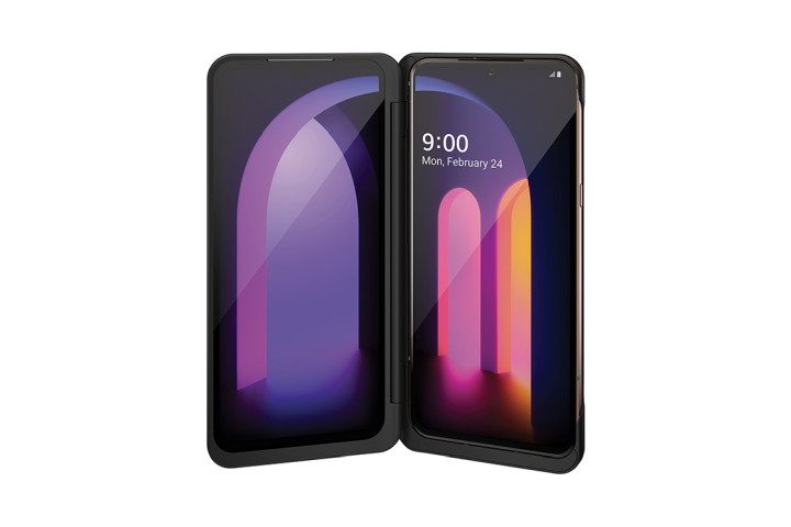 Photo shows the LG V60 ThinQ Dual Screen phone