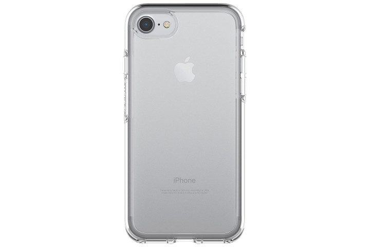 Photo shows the rear view of an iPhone 7 in a clear case