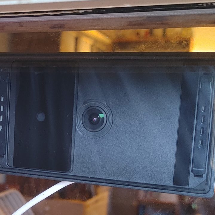 The Homehawk Window mounted in a window