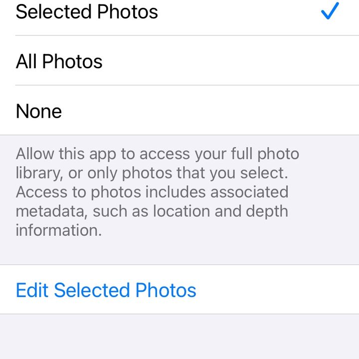 iOS 14 Private Photos selections.