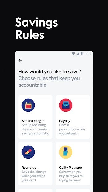 Screenshot of the Qapital app on Android showing different savings rules