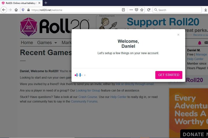 Image of Roll20 Basic Account Settings
