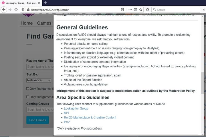 Image of Roll20 Moderation and General Guidelines