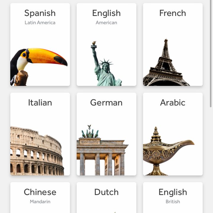 Rosetta Stone selecting language