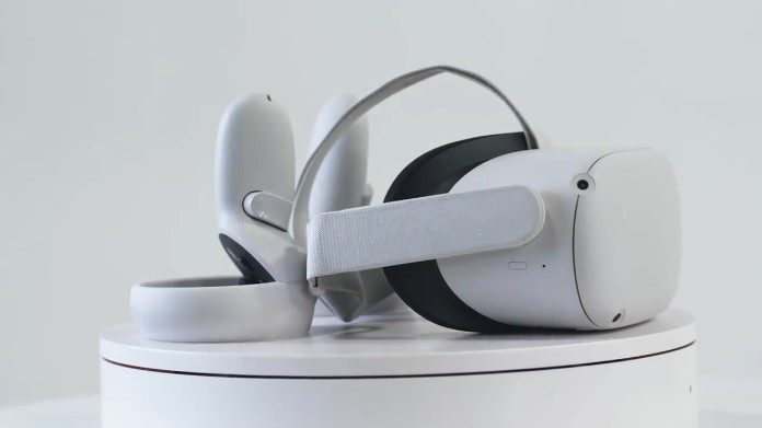 The Oculus Quest 2 headset, as seen in the leaked promo video