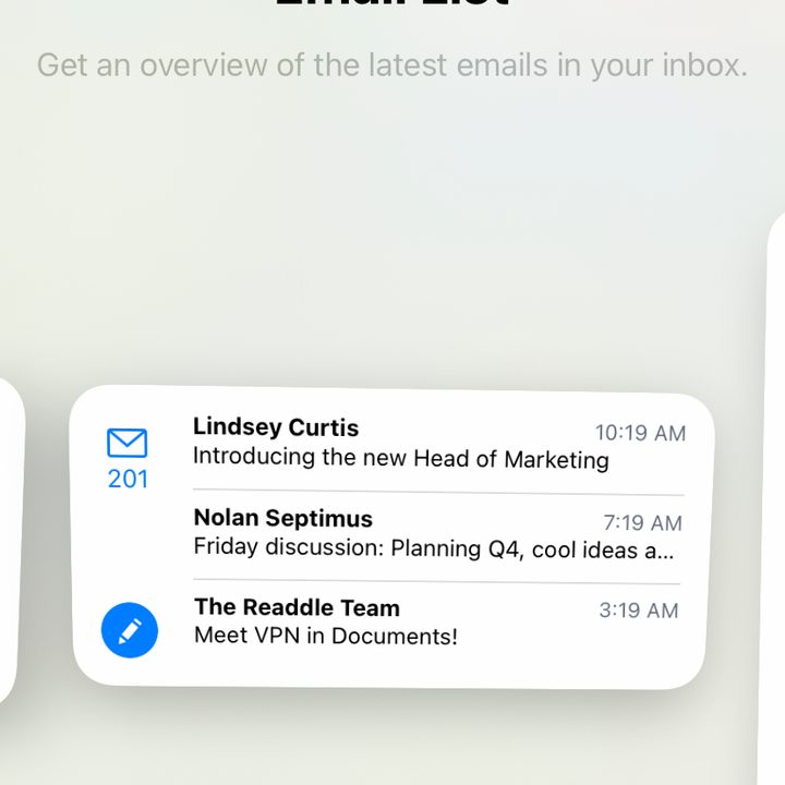 Spark email list widget