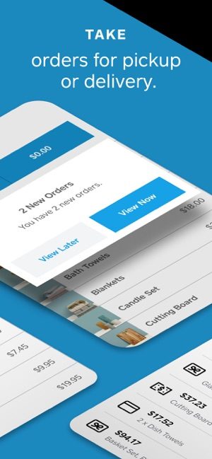 Screenshot of the Square app with text that says "Take orders for pickup or delivery"