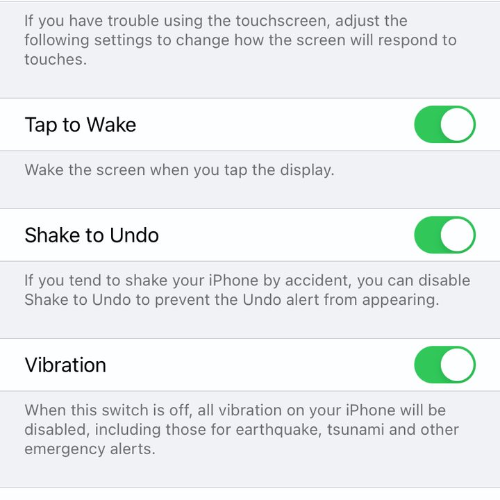 Touch settings for iOS 14 Back Tap feature.