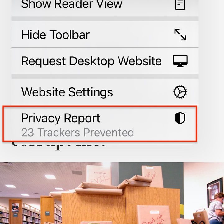 iOS 14 website ad tracker privacy report.