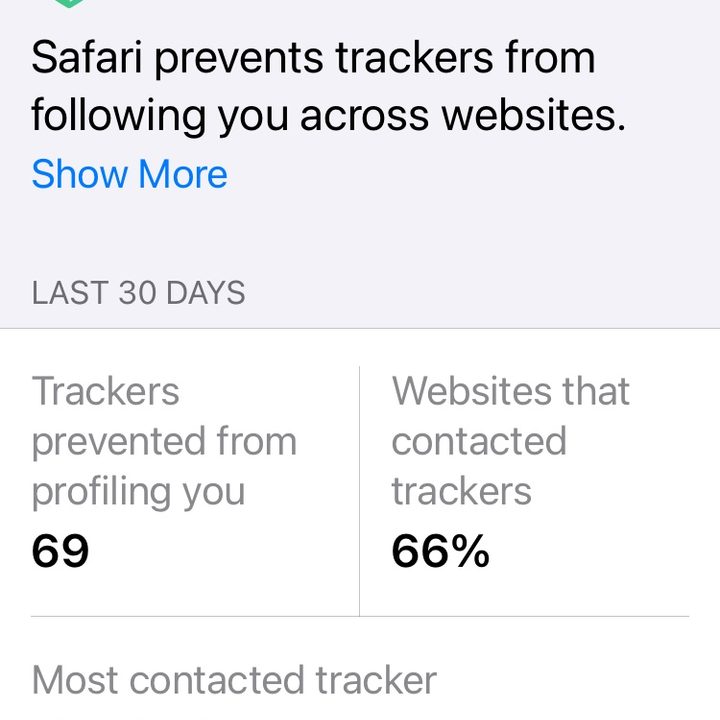 iOS 14 website ad tracker privacy report.