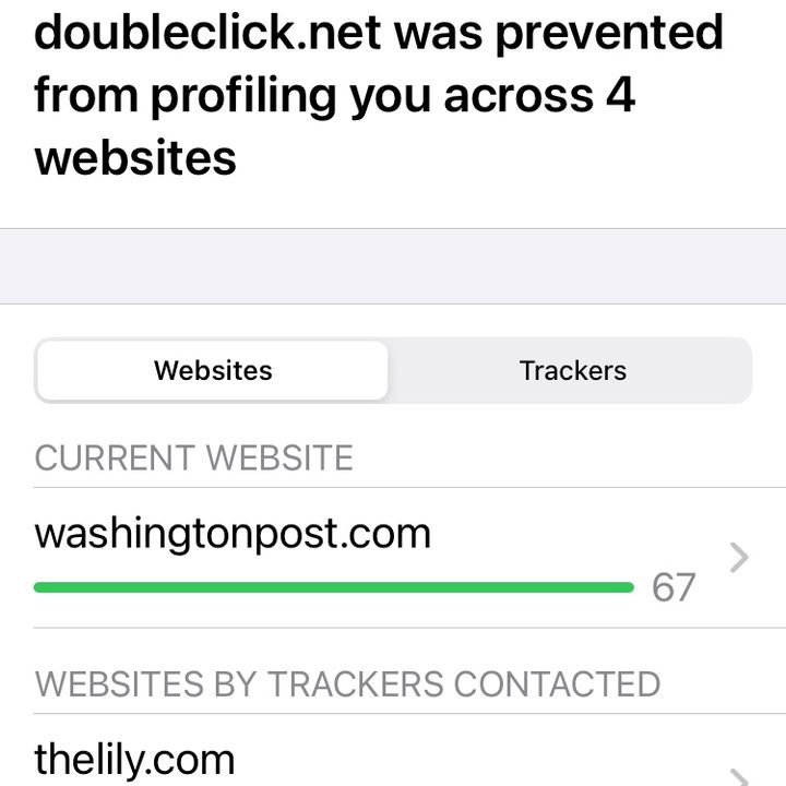 iOS 14 website ad tracker privacy report.