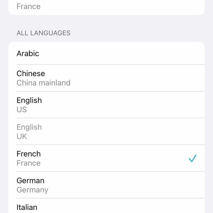 Translate language screen.