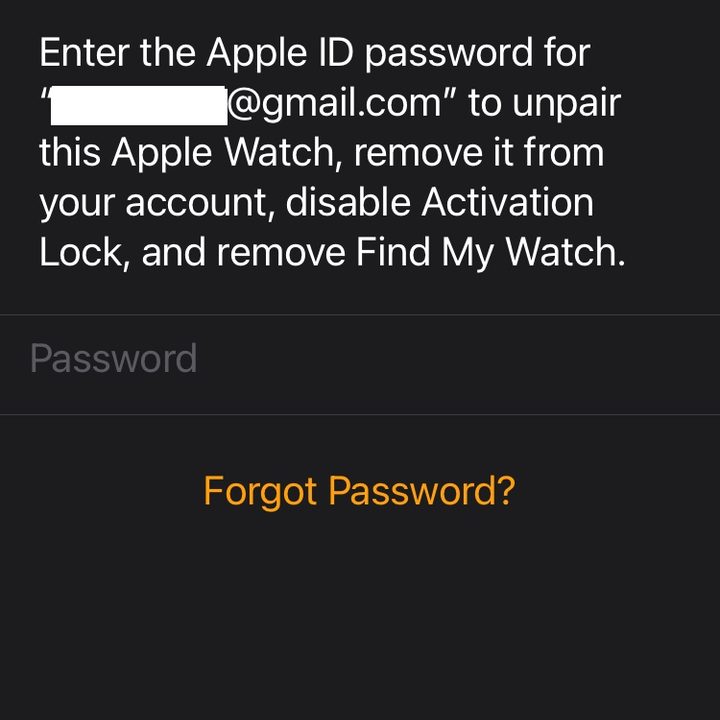 Unpair Apple watch.
