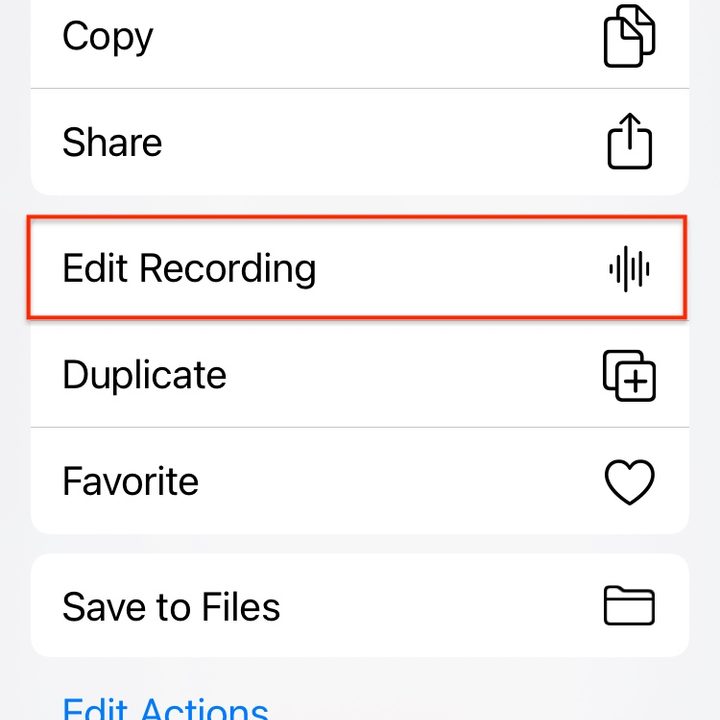 Edit Recording in Voice Memo in iOS 14.