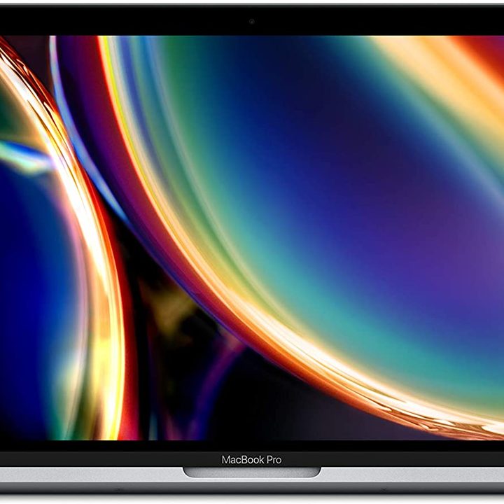 The 13-inch Apple MacBook Pro with colorful swirls on the display.