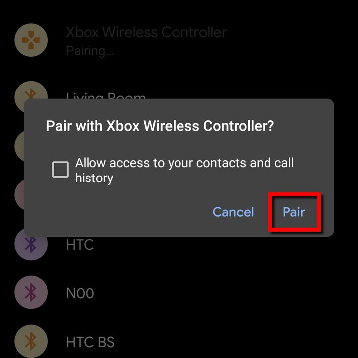 Android Allow Xbox Control Pairing