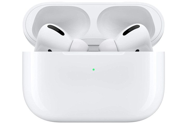 Picture shows Apple Airpods Pro in a wireless charging case