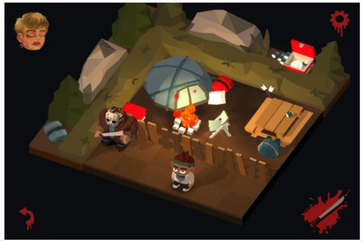 Friday the 13th Killer Puzzle game showing miniature characters.