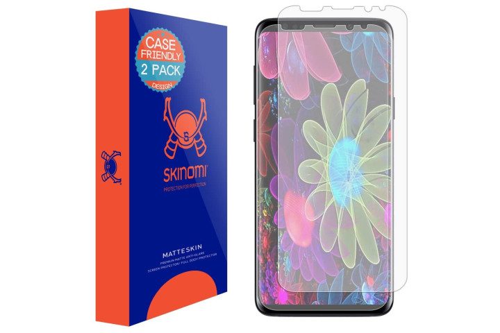 Skinomi MatteSkin Anti-Glare Film Protector on a Galaxy S9.