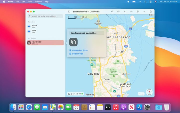 Apple Maps Guides on MacOS Big Sur