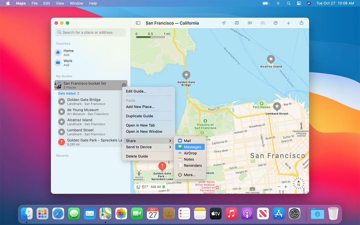 Apple Maps Guides on MacOS Big Sur