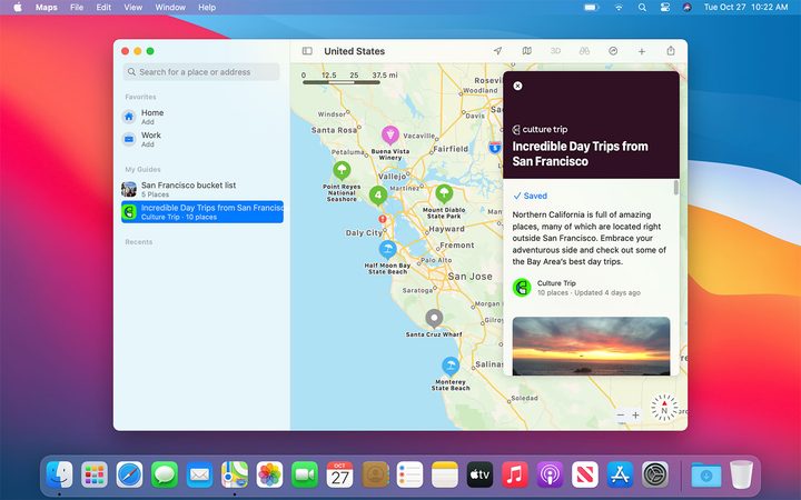 Apple Maps Guides on MacOS Big Sur