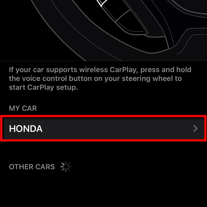 CarPlay App Select Car