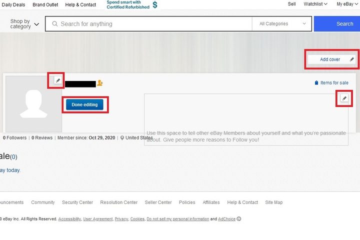 Ebay edit profile screenshot