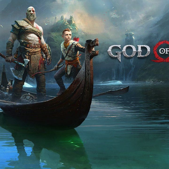 Kratos and Atreus on a boat.