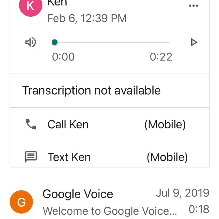 Google Voice recordings in-app.