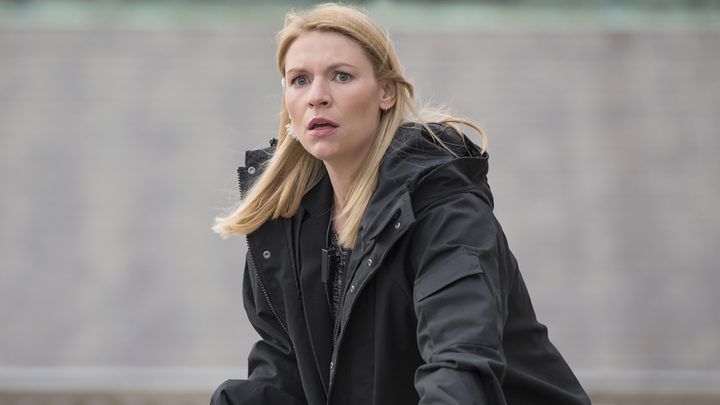 Carrie from Homeland on Hulu looking scared of something.