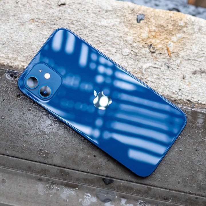 A blue iPhone 12