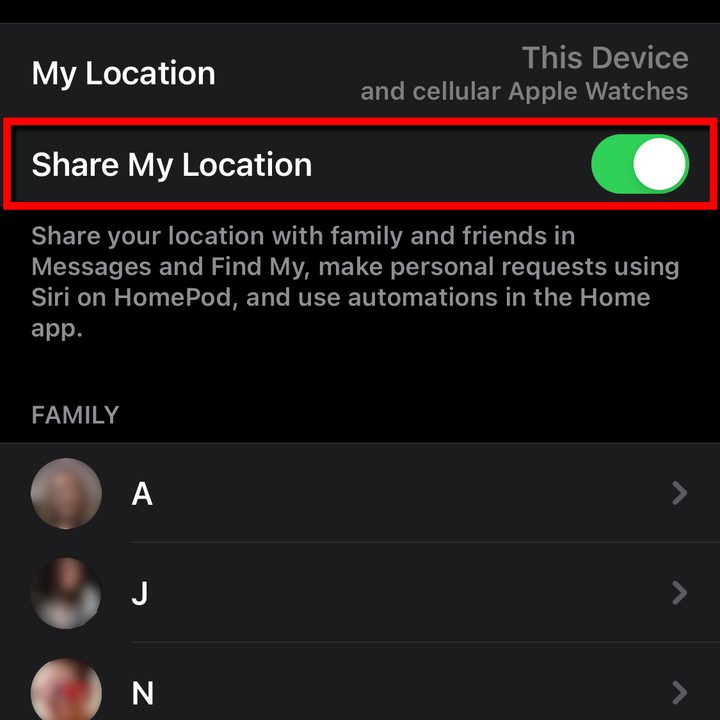 iPhone enable Share My Location.
