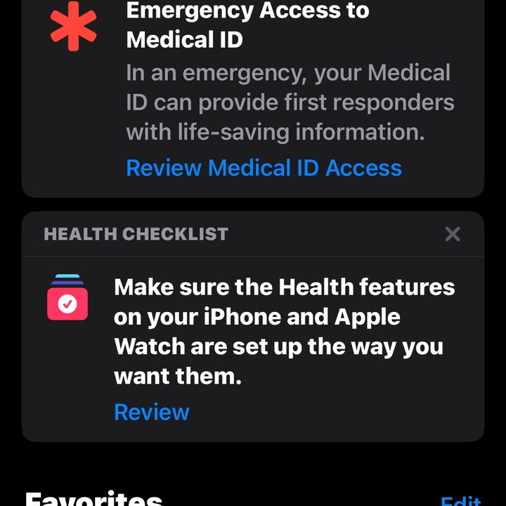iPhone Health App edit profile.