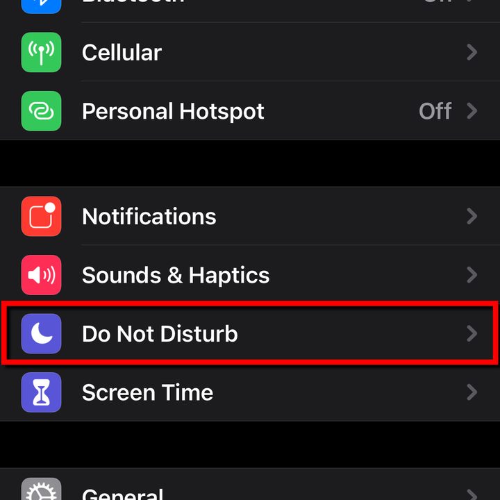 iPhone Select Do Not Disturb.