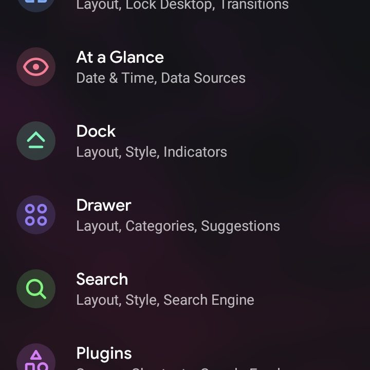 Lawnchair 2 Settings