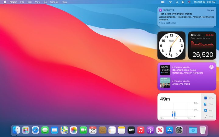 Notification Center in MacOS Big Sur