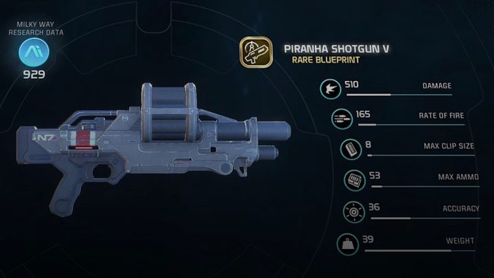 Piranha Shotgun V rare blueprint
