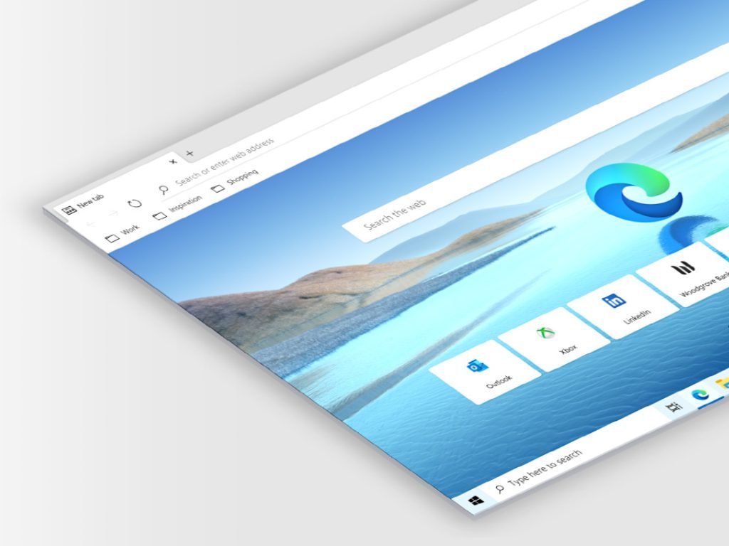The Microsoft Edge browser on a flat surface.