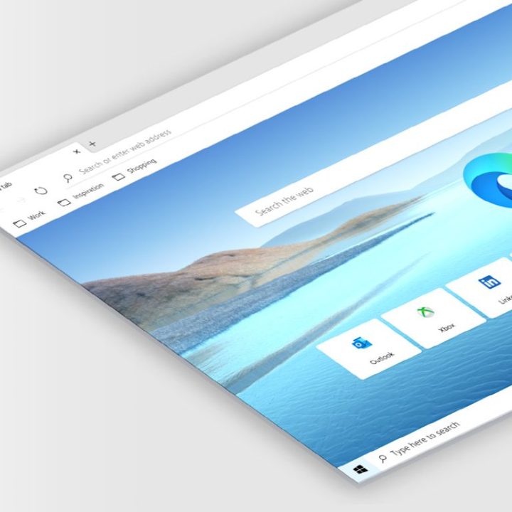 The Microsoft Edge browser on a flat surface.