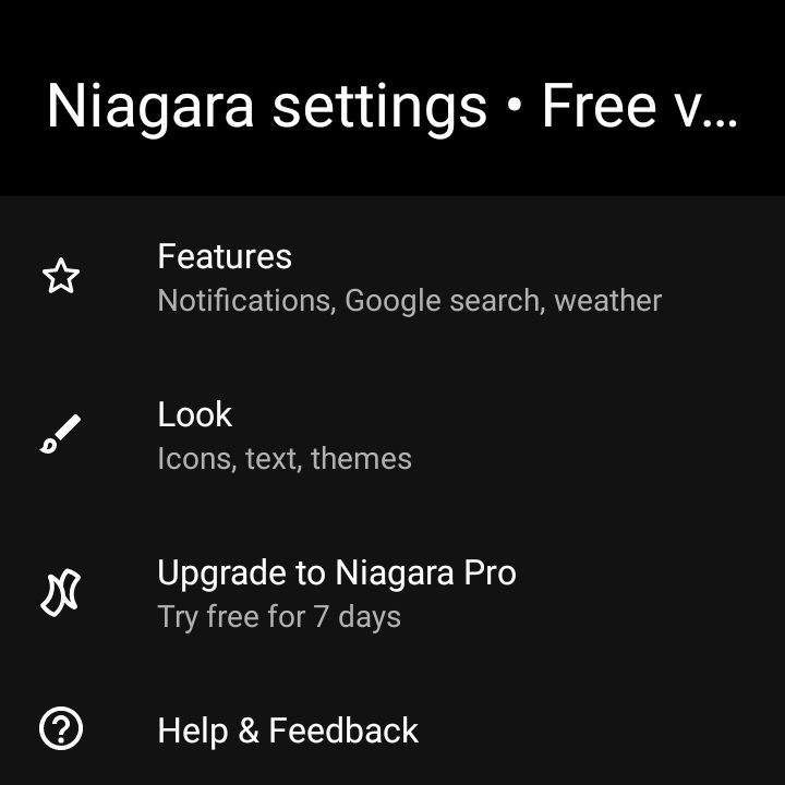 Niagara Launcher Settings