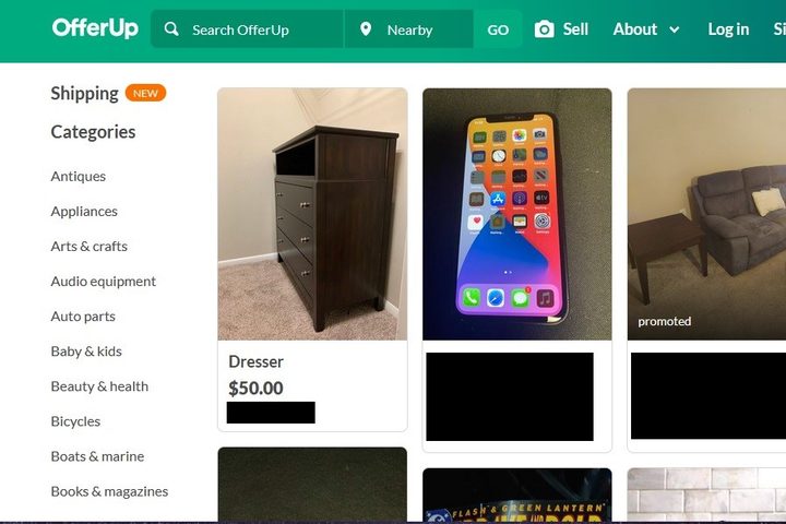 OfferUp webpage screenshot