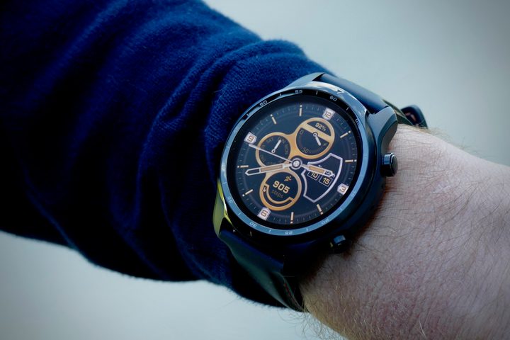 The Mobvoi TicWatch 3 Pro on someone's wrist.