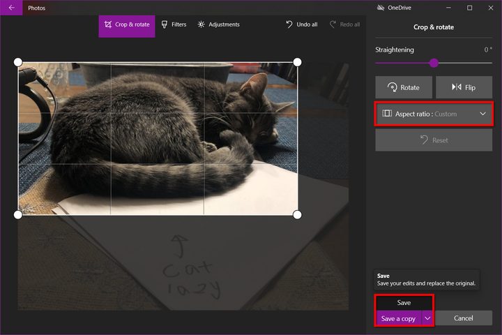 Windows 10 Photos App Crop Image